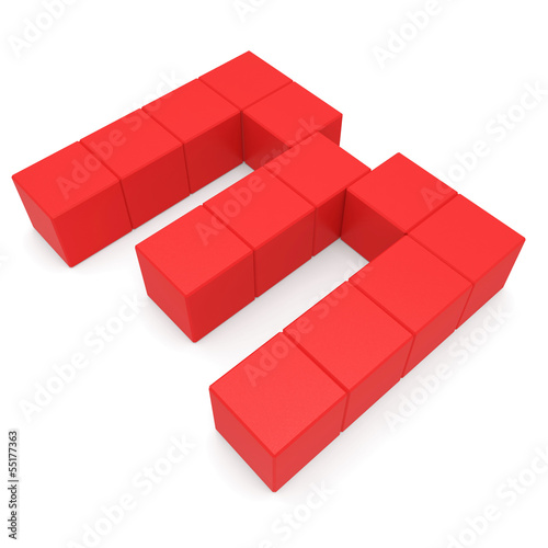 Illustration: number 3 cubic red number 3 cubic red