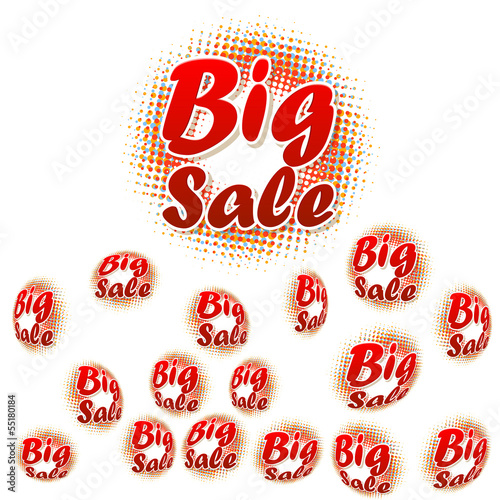 Vector: Big sale text on halftone pattern. Big sale text on halftone pattern.