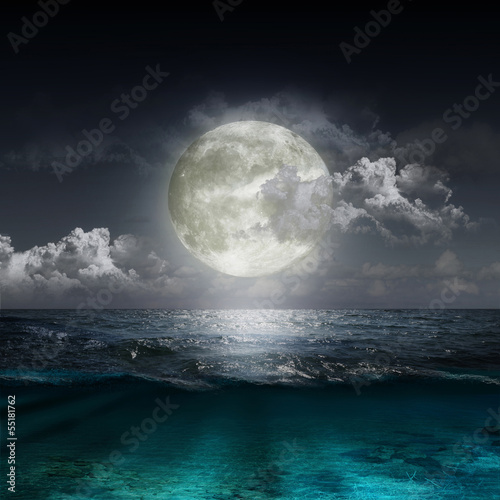 Photo: moon reflecting in a lake moon reflecting in a lake