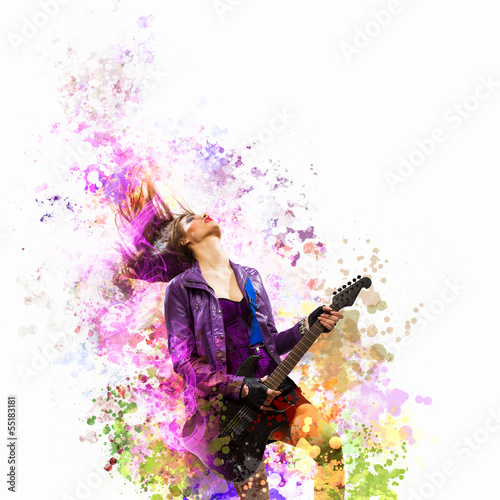 Photo: Rock passionate girl with black wings Rock passionate girl with black wings