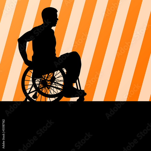 Vector: Disabled person in wheelchair vector background Disabled person in wheelchair vector background
