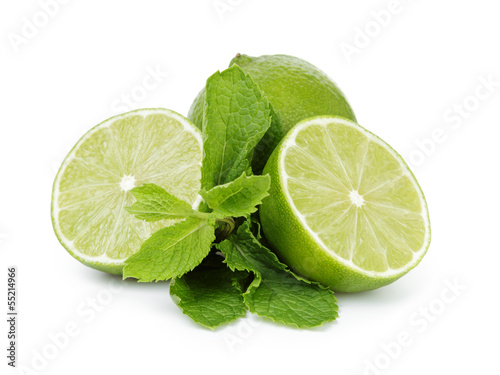 Photo: lime with mint leaves lime with mint leaves