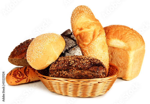 Photo: Variety of bread isolated on white Variety of bread isolated on white