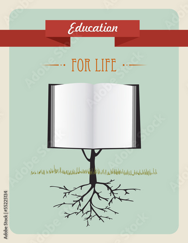 Vector: Education tree book concept. Education tree book concept.
