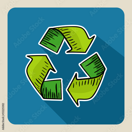 Vector: Hand drawn green recycle symbol. Hand drawn green recycle symbol.