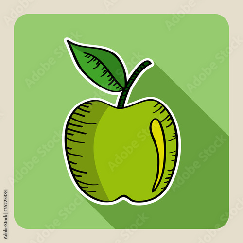 Vector: Sketch style green apple. Sketch style green apple.