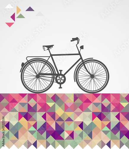  Retro hipsters bicycle geometric elements.