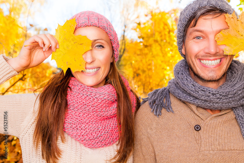 Photo: happy autumn fall couple happy autumn fall couple