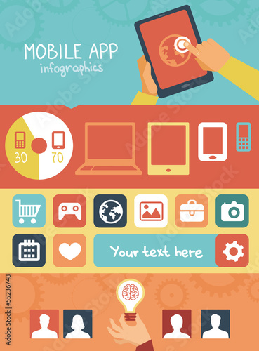Vector: Vector mobile app infographics in flat style Vector mobile app infographics in flat style