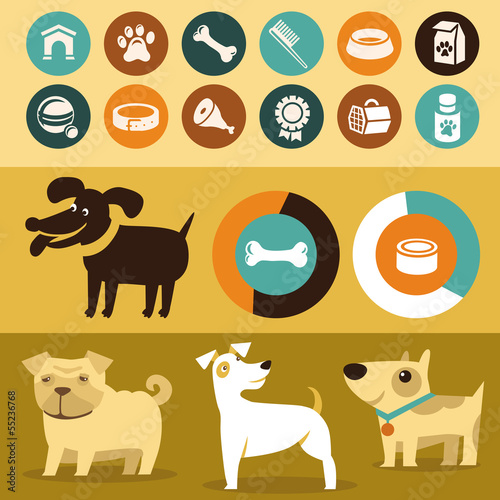 Vector: Vector set of infographics elements - dogs Vector set of infographics elements - dogs