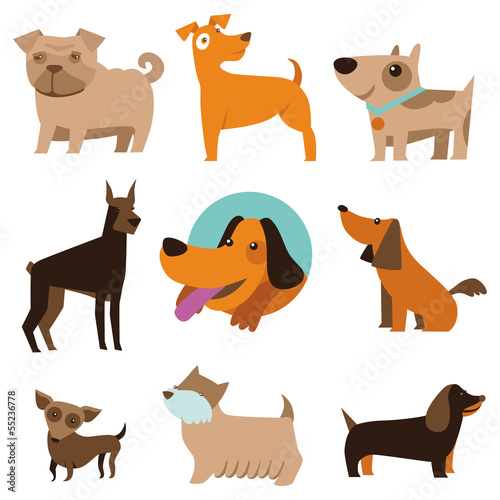 Vector: Vector set of funny cartoon dogs Vector set of funny cartoon dogs