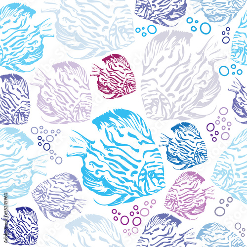 Exotic coral fishes vector illustration seamless pattern
