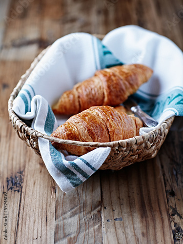 Photo: Two croissants in a basket Two croissants in a basket