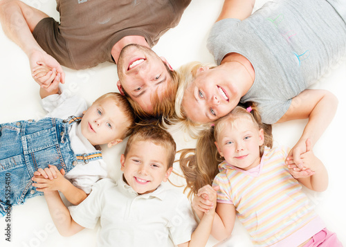 Photo: Happy Big Family Together on White Background Happy Big Family Together on White Background