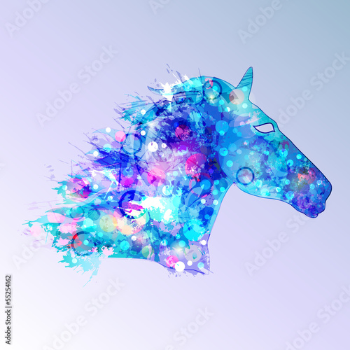 Vector: horse illustration in blue tones horse illustration in blue tones