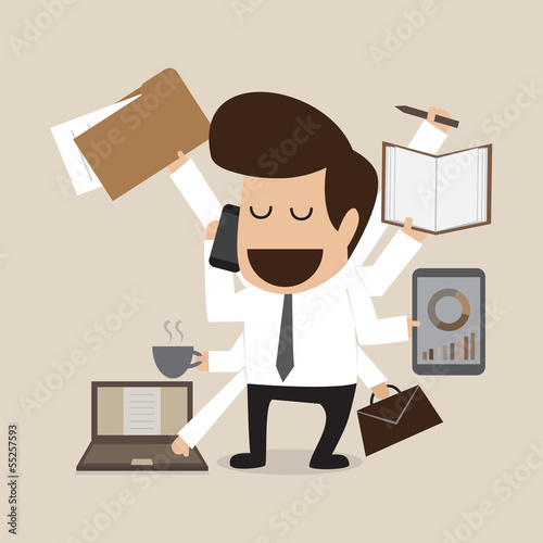 Vector: Businessman with multi tasking and multi skill Businessman with multi tasking and multi skill