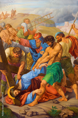 Photo: Vienna - Jesus fall under cross. Vienna - Jesus fall under cross.
