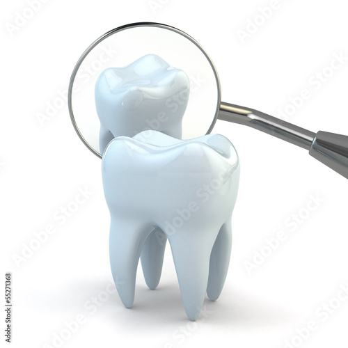 Illustration: Tooth and dental equipment on white background. Tooth and dental equipment on white background.