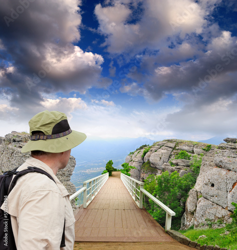 Photo: scenic park wooden bridge scenic park wooden bridge