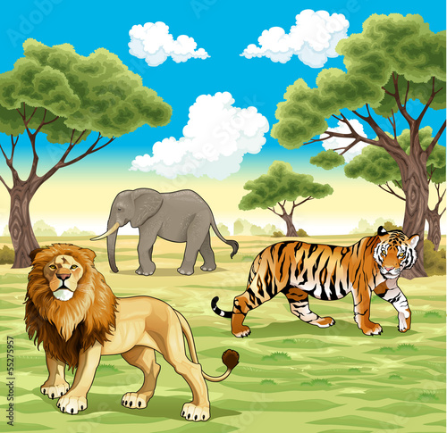 Vector: African animals in the nature African animals in the nature