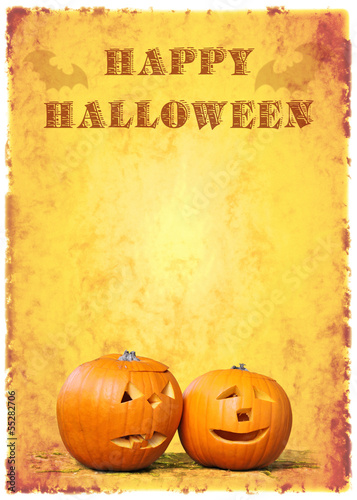 Illustration: happy halloween kürbisköpfe vintage happy halloween kürbisköpfe vintage