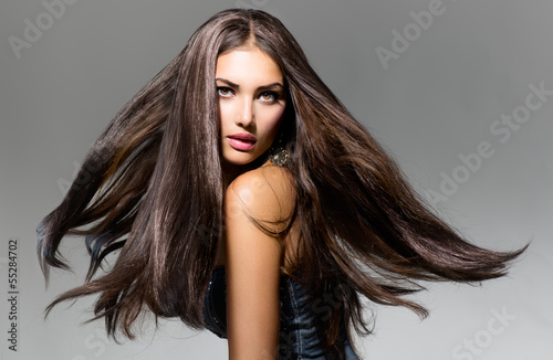 Photo: Fashion Model Girl Portrait with Long Blowing Hair Fashion Model Girl Portrait with Long Blowing Hair