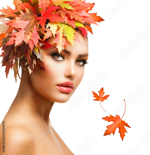 Photo: Autumn Woman Fashion Portrait. Fall Autumn Woman Fashion Portrait. Fall
