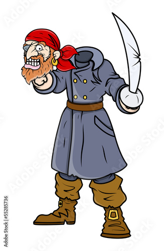 Vector: Beheaded Captain Pirate - Vector Cartoon Illustration Beheaded Captain Pirate - Vector Cartoon Illustration