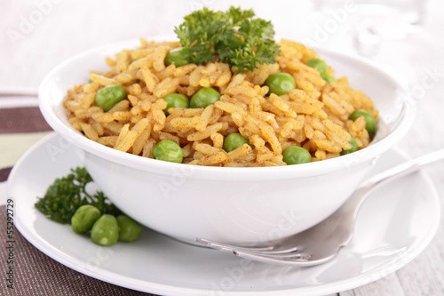 Photo: bowl of rice and pea bowl of rice and pea