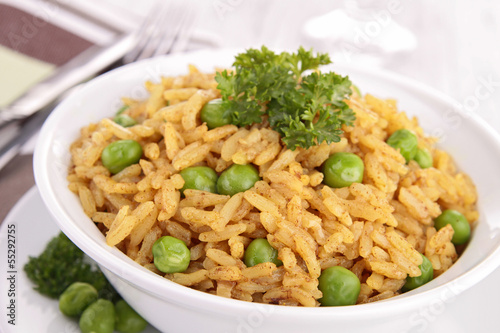 Photo: bowl of rice and pea bowl of rice and pea