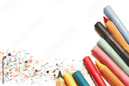 Photo: Pastels and pencils isolated on white Pastels and pencils isolated on white