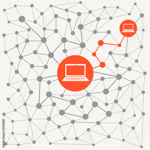 Vector: Abstract scheme of modern computer network Abstract scheme of modern computer network