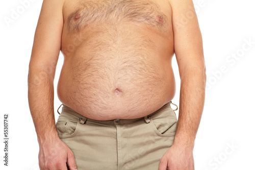 Photo: Fat man with a big belly. Fat man with a big belly.