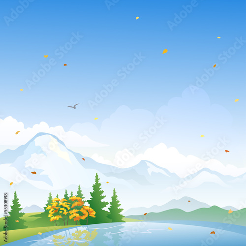 Vector: Autumn scenery Autumn scenery