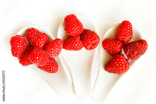 Photo: Trio of fresh raspberries Trio of fresh raspberries