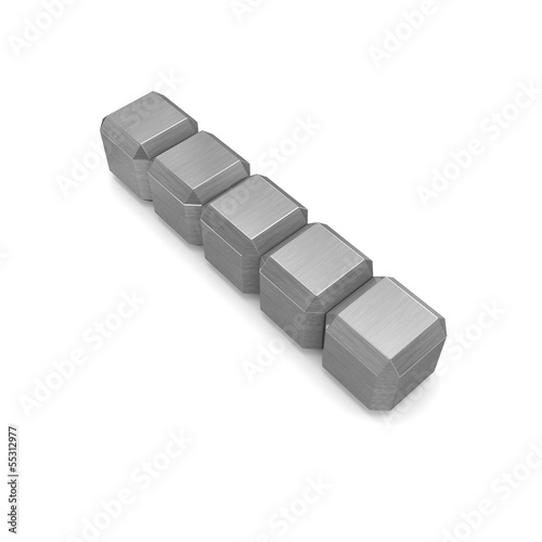 Illustration: letter I cubic metal letter I cubic metal