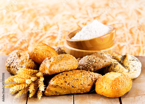 Photo: fresh bread with wheat ears fresh bread with wheat ears