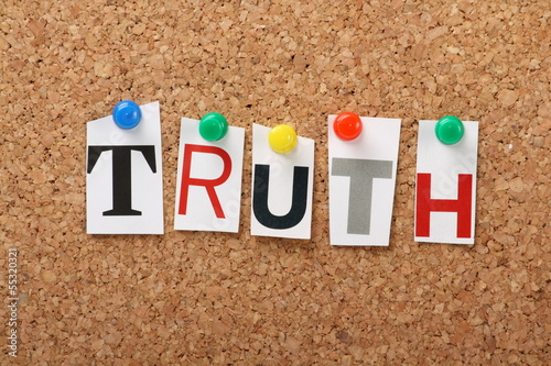 Photo: The word Truth on a cork notice board The word Truth on a cork notice board