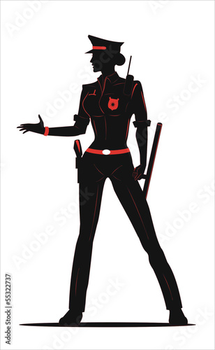 Vector: policewoman in Black & Red policewoman in Black & Red