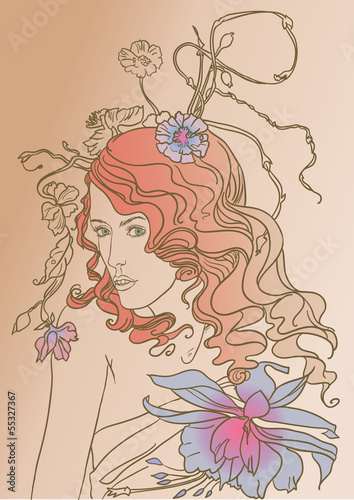 Illustration: Young red-haired woman Young red-haired woman