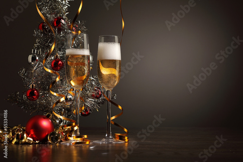 Photo: Glasses of champagne at new year party Glasses of champagne at new year party