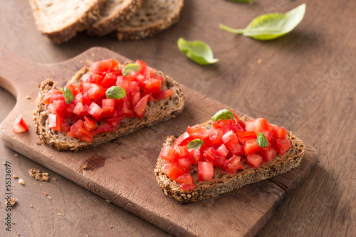 Photo: Tomato and basil Italian bruschetta Tomato and basil Italian bruschetta
