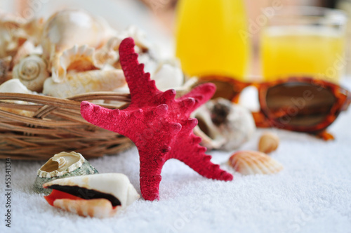 Photo: Basket with sea shells Basket with sea shells
