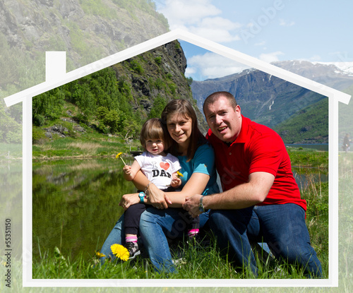 Photo: happy family spends time together on nature happy family spends time together on nature