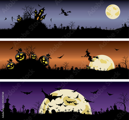 Vector: Set of Halloween night banners Set of Halloween night banners