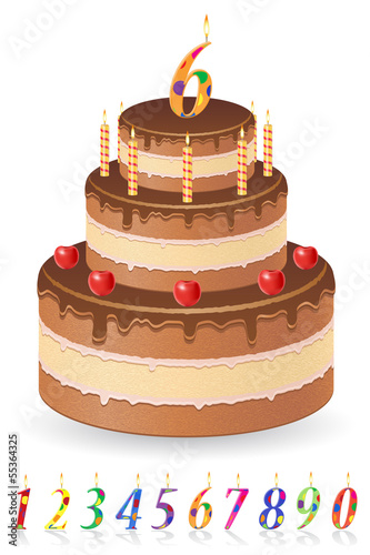 Vector: chocolate birthday cake with numbers of age vector illustration chocolate birthday cake with numbers of age vector illustration