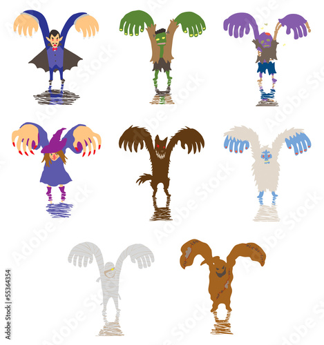 Vector: Simple Halloween monster and ghost collection set Simple Halloween monster and ghost collection set