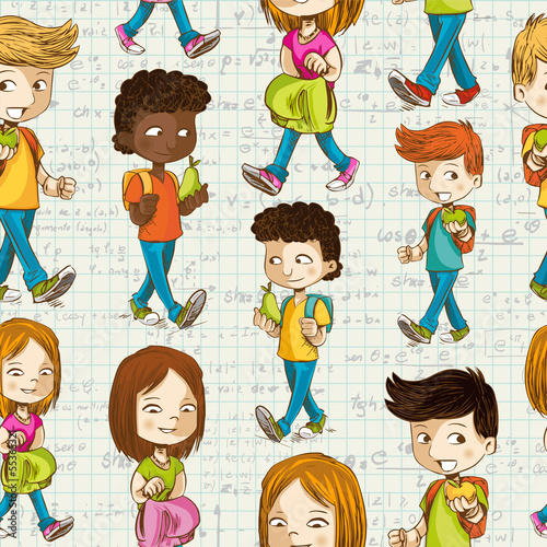 Vector: Back to School Cartoon kids education seamless pattern. Back to School Cartoon kids education seamless pattern.