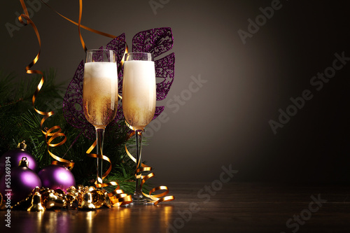 Photo: Glasses of champagne at new year party Glasses of champagne at new year party
