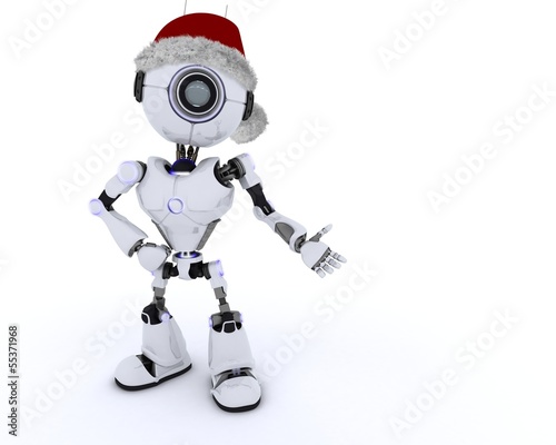 Illustration: Robot in santa hat Robot in santa hat